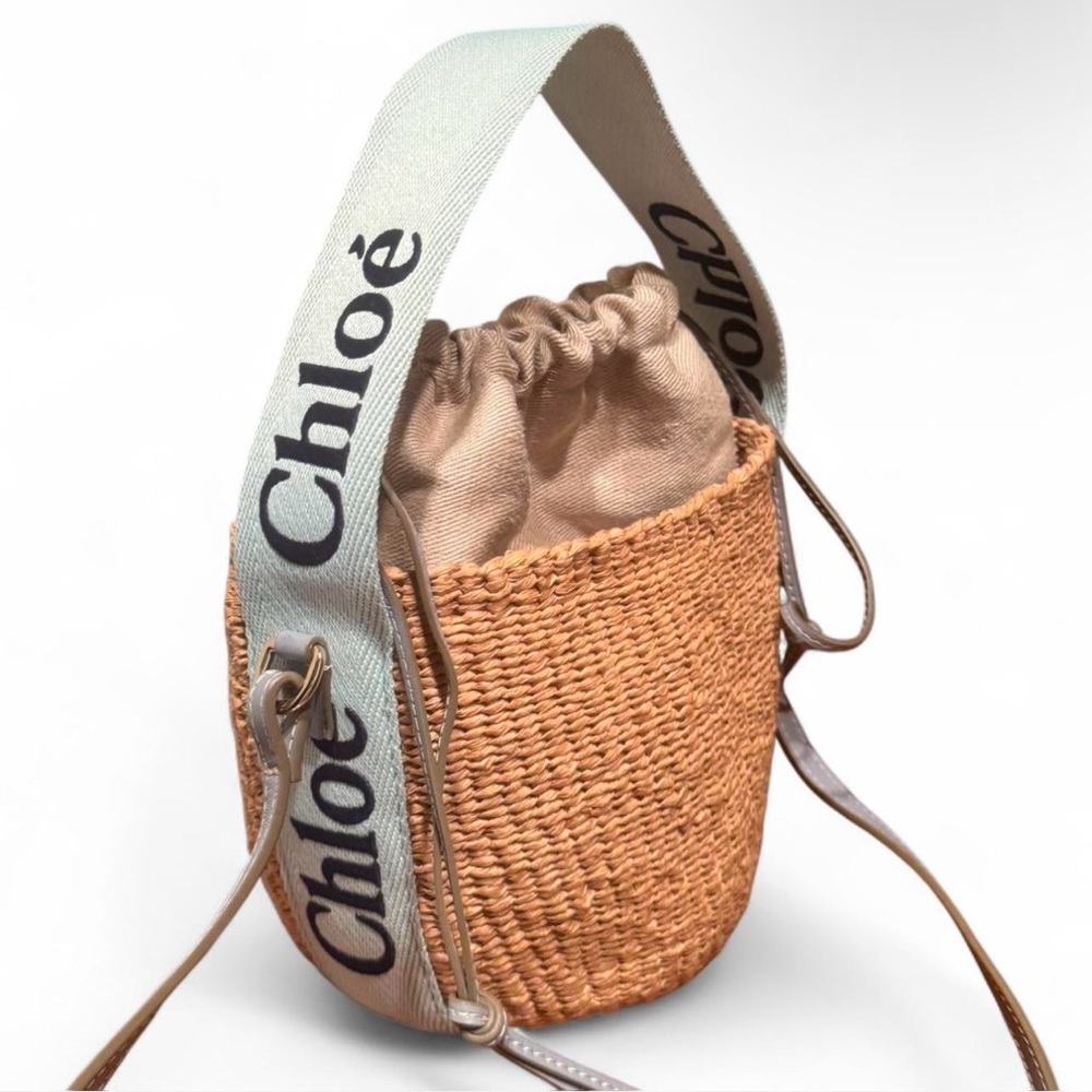 Chloe X Mifuko woody small basket bag with mint colored top handle
